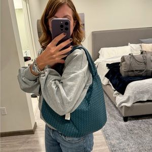 Woven Hobo Shoulder Bag- Vegan Leather